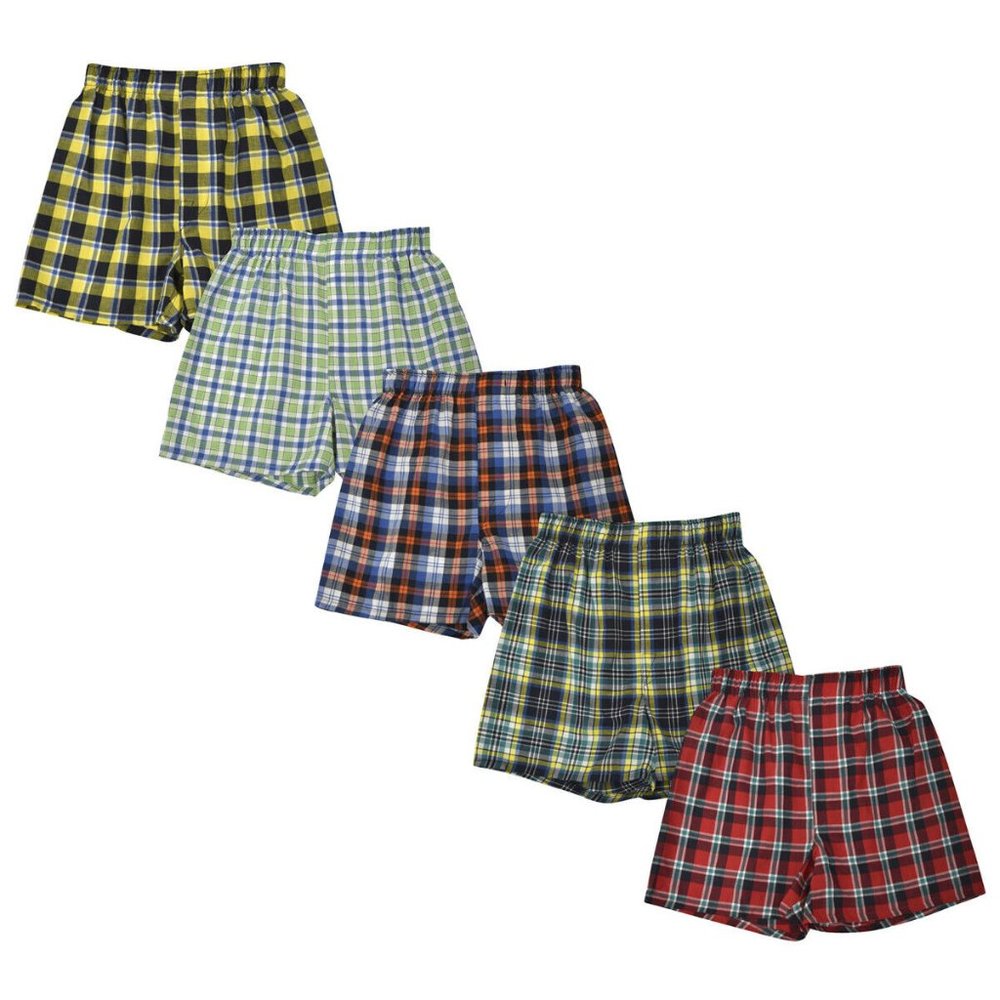 Wonder Nation Boys Boxer Brief Underwear 5 Pack Assorted Plaid Size S (6-7)  NWT